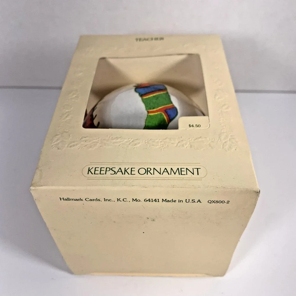 Hallmark 1981 Vintage Special Teacher Ornament‎ Satin Ball